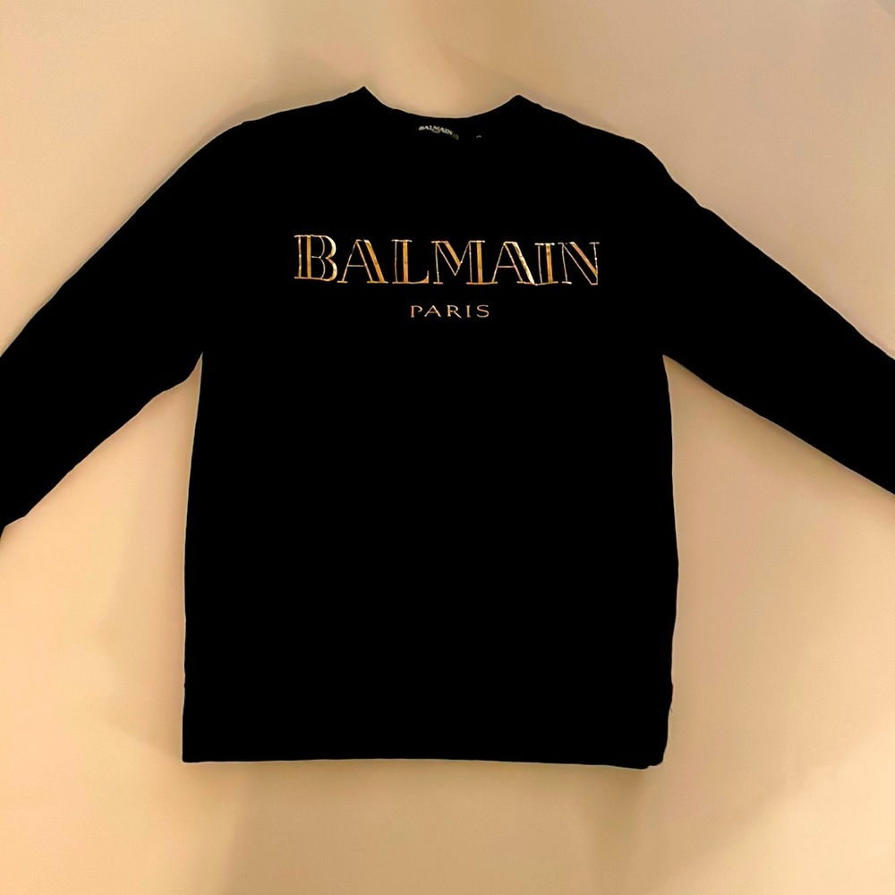 Balmain Black Sweater with Gold Logo